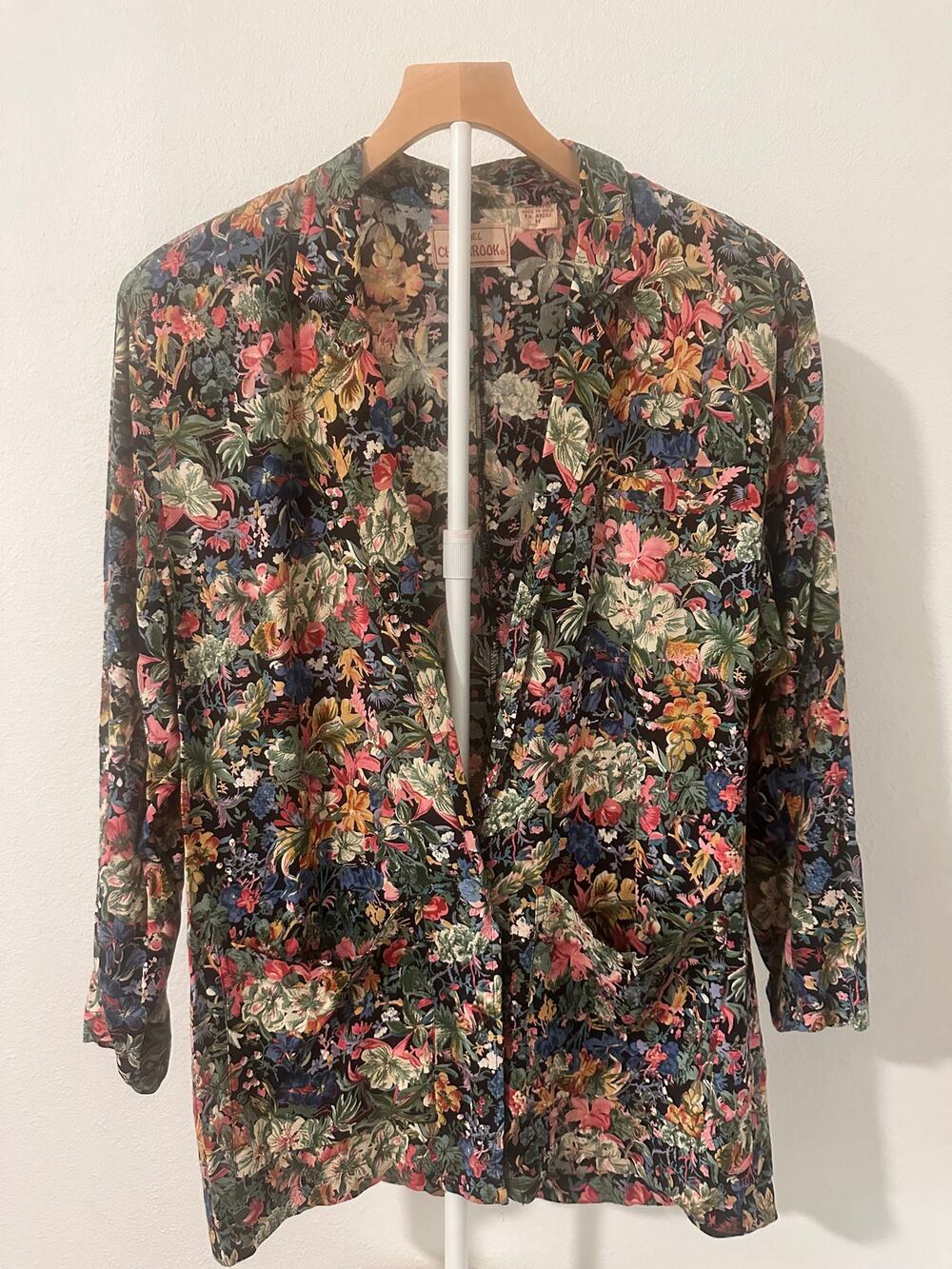 Vintage Michael Cherbrook Floral Pantsuit M Blazer Pants 80s 90s Botanical